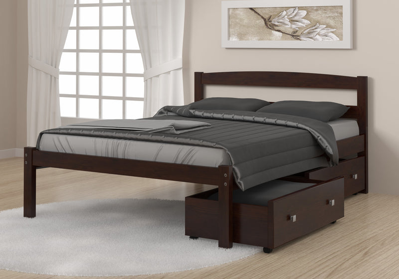 Econo Scandinavian Cappuccino Bed with Dual Underbed Drawers