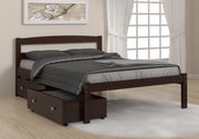 Econo Scandinavian Cappuccino Bed with Dual Underbed Drawers