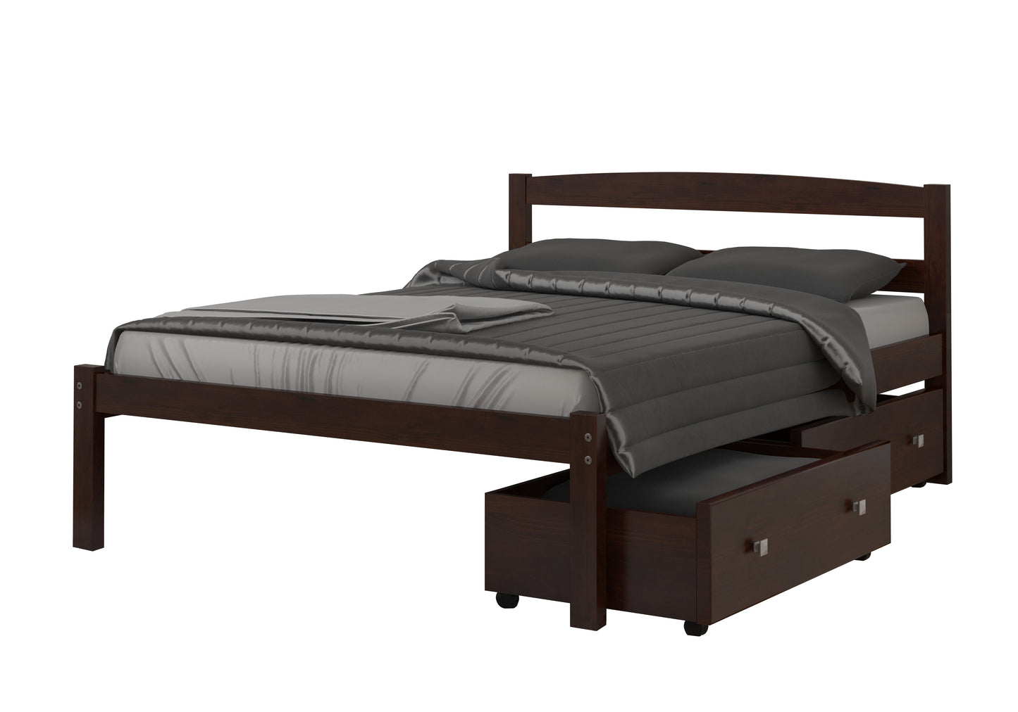 Econo Scandinavian Cappuccino Bed with Dual Underbed Drawers