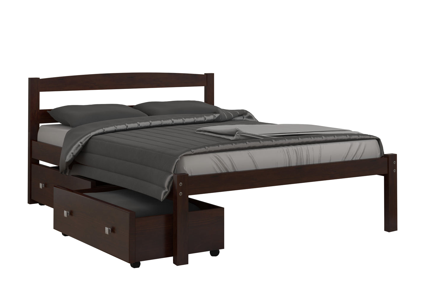 Econo Scandinavian Cappuccino Bed with Dual Underbed Drawers