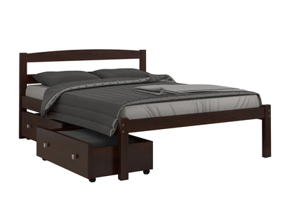 Econo Scandinavian Cappuccino Bed with Dual Underbed Drawers