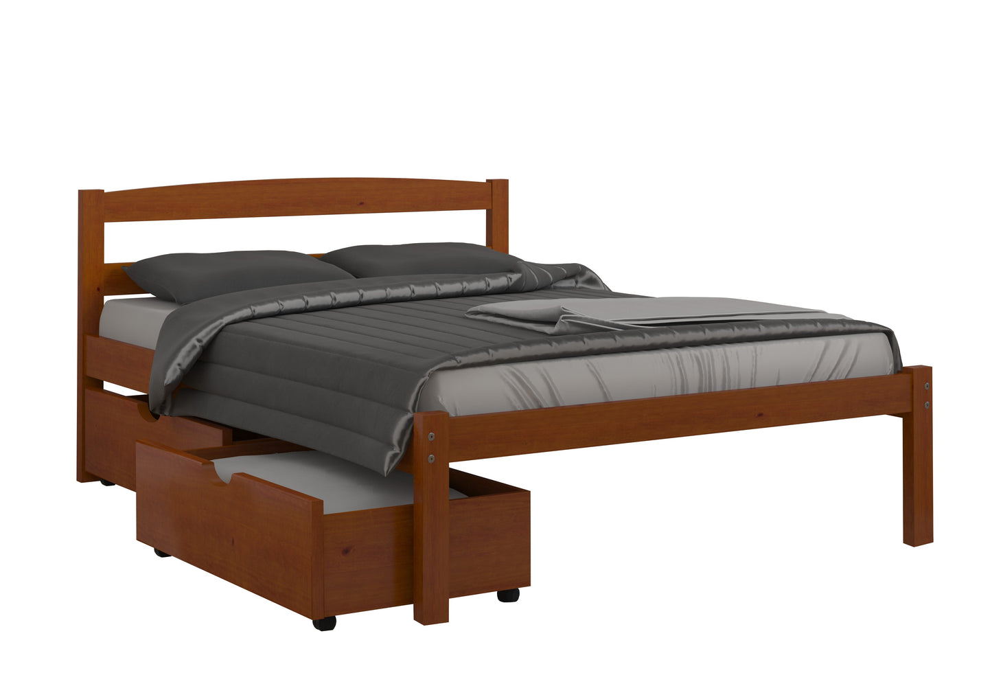 Econo Scandinavian Espresso Bed with Dual Underbed Drawers