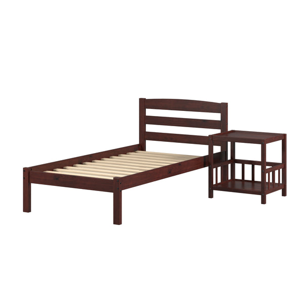 Econo Scandinavian Cappuccino Bed with Best Friend Nightstand Pet End Table