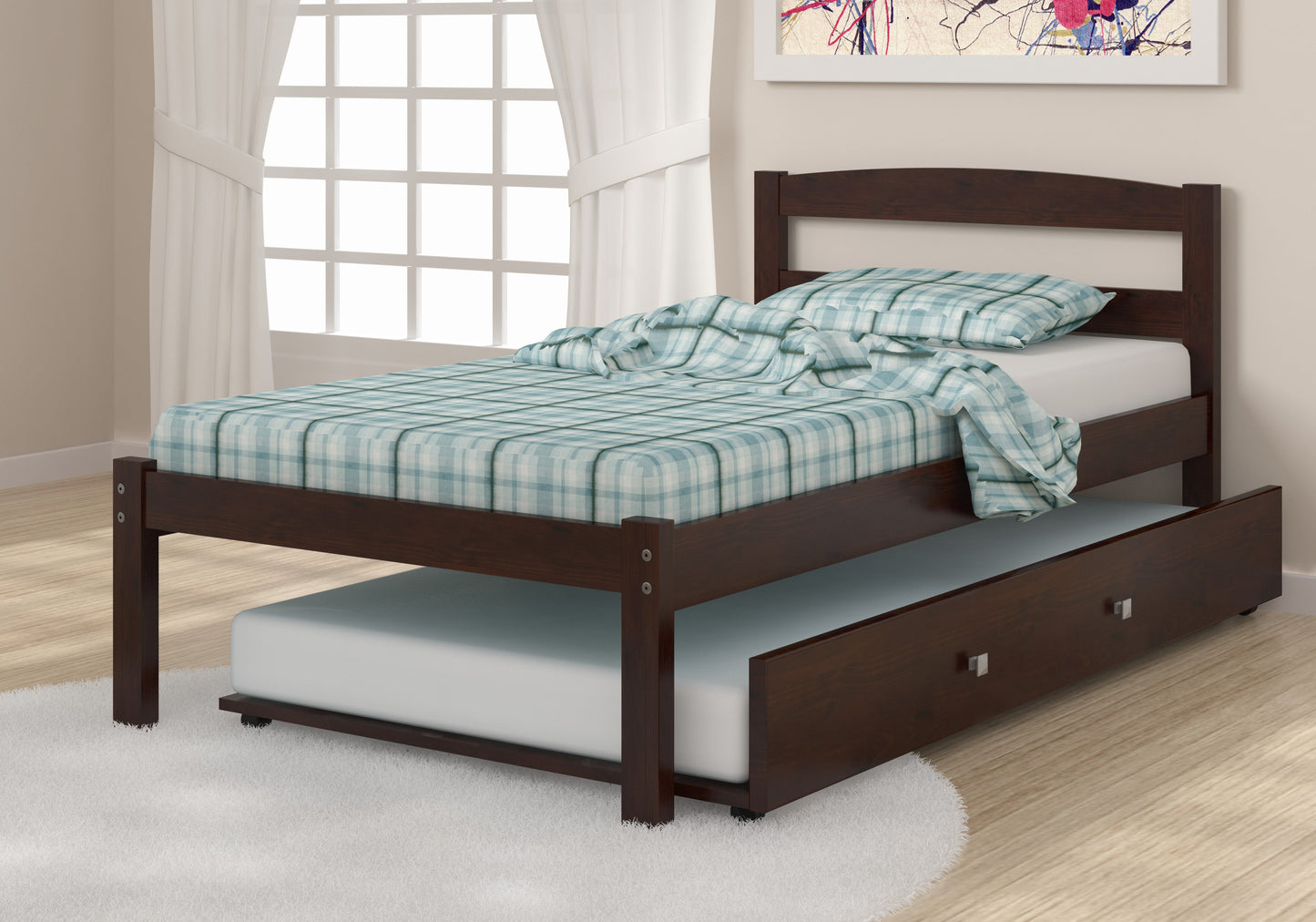 Econo Scandinavian Cappuccino Bed with Trundle