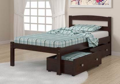 Econo Scandinavian Cappuccino Bed with Dual Underbed Drawers