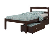 Econo Scandinavian Cappuccino Bed with Dual Underbed Drawers