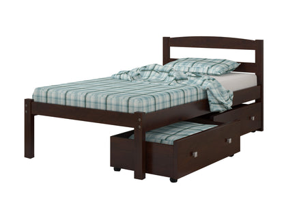 Econo Scandinavian Cappuccino Bed with Dual Underbed Drawers