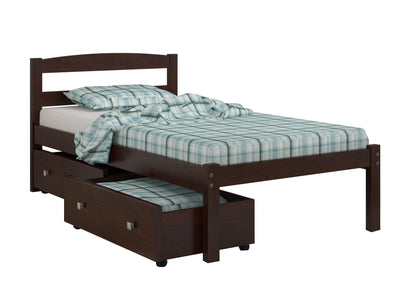 Econo Scandinavian Cappuccino Bed with Dual Underbed Drawers