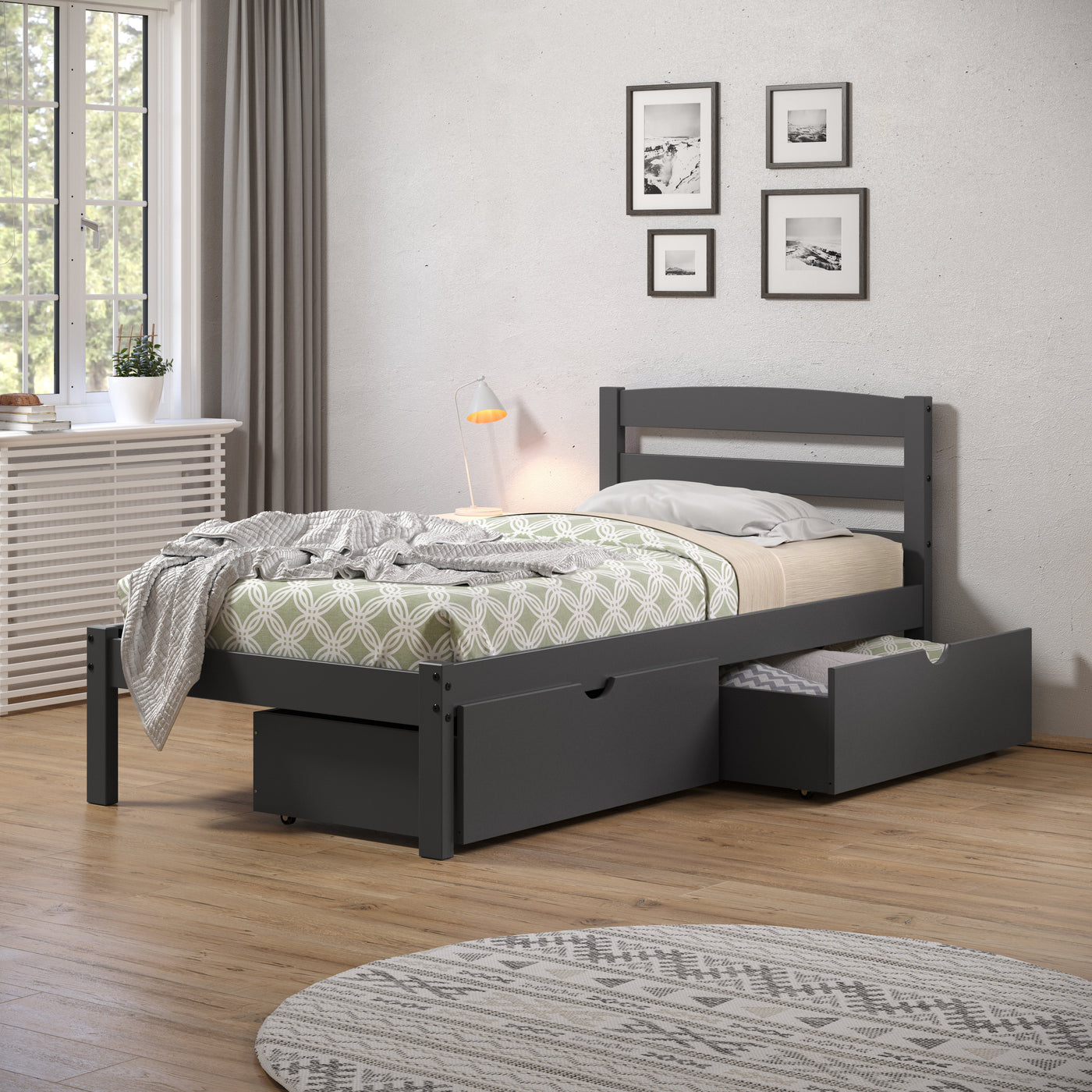 Econo Scandinavian Bed with Dual Underbed Drawers