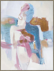 ''Ethereal Blush Figure'' Hand-painted Canvas in Frame