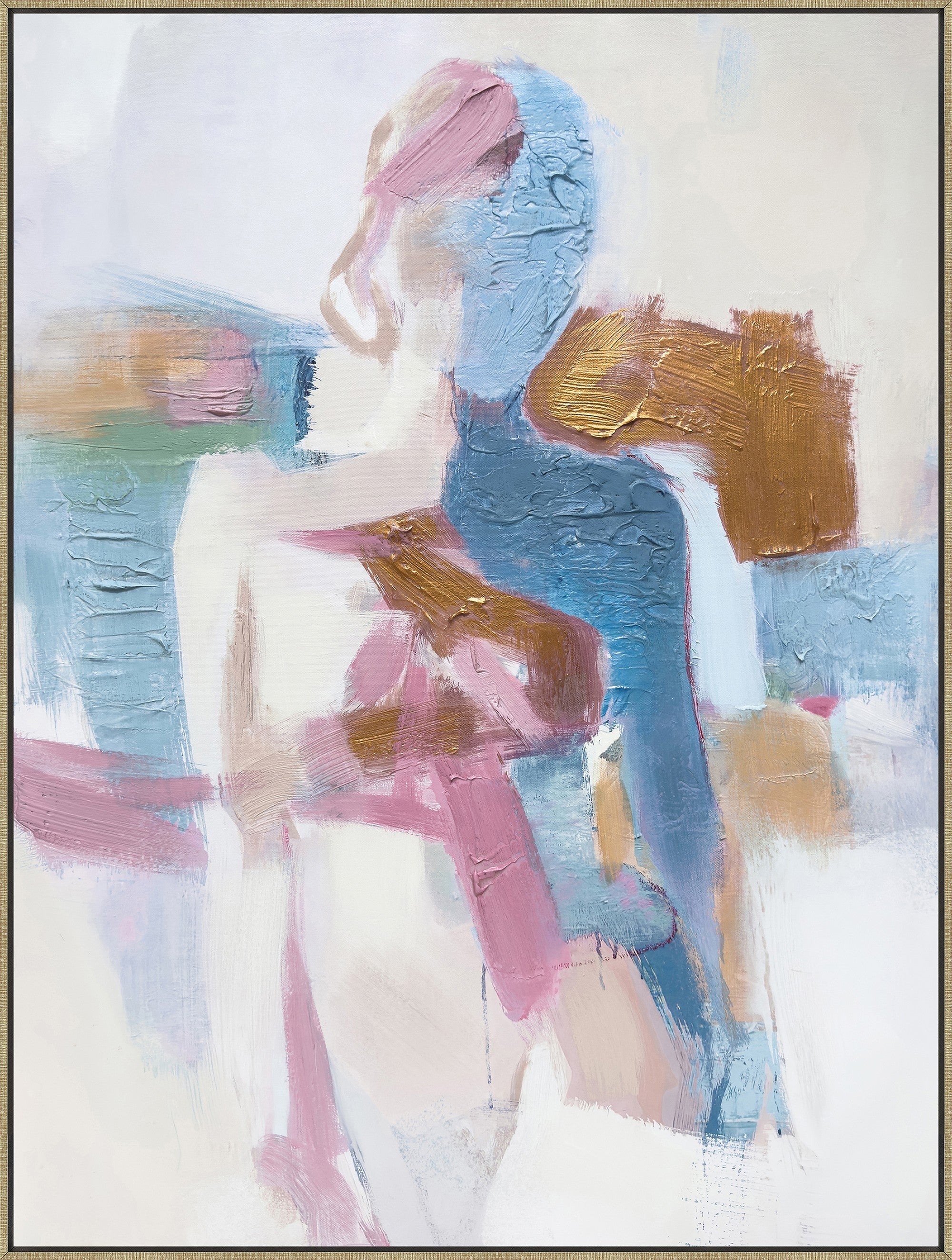 ''Ethereal Blush Figure'' Hand-painted Canvas in Frame