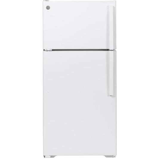 GE 28-inch, 15.6 cu.ft. Freestanding Top-Freezer Refrigerator with ClimateKeeper™ GTE16DTNLWW IMAGE 1