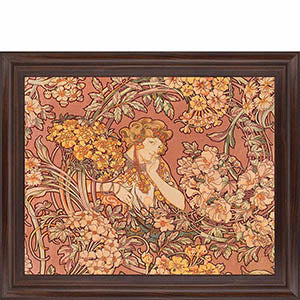 Redhead Among Flowers By Alphonse Mucha