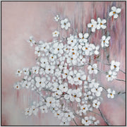 ''Blushing Spring Blossom Fanfare'' Hand-painted Canvas in Frame