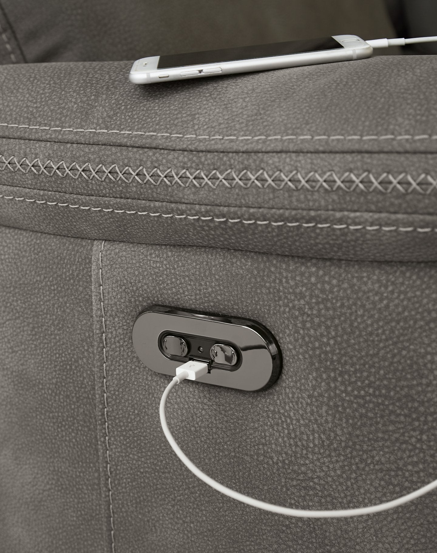 Sofá de dos plazas eléctrico reclinable DuraPella de próxima generación con consola 