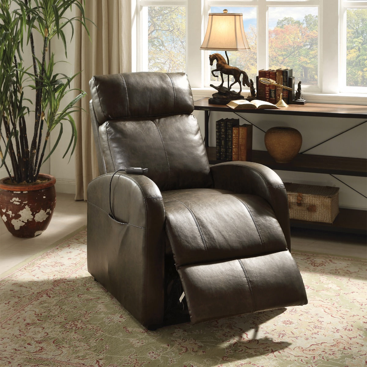 Ricardo Power Motion Recliner W/Lift - Brown Leatherette