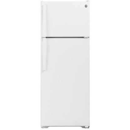 GE 28-inch, 17.5 cu.ft. Freestanding Top Freezer Refrigerator GTE18GTNRWW IMAGE 1