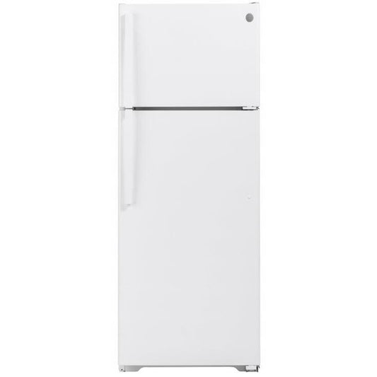 GE 28-inch, 17.5 cu.ft. Freestanding Top Freezer Refrigerator GTE18GTNRWW IMAGE 1