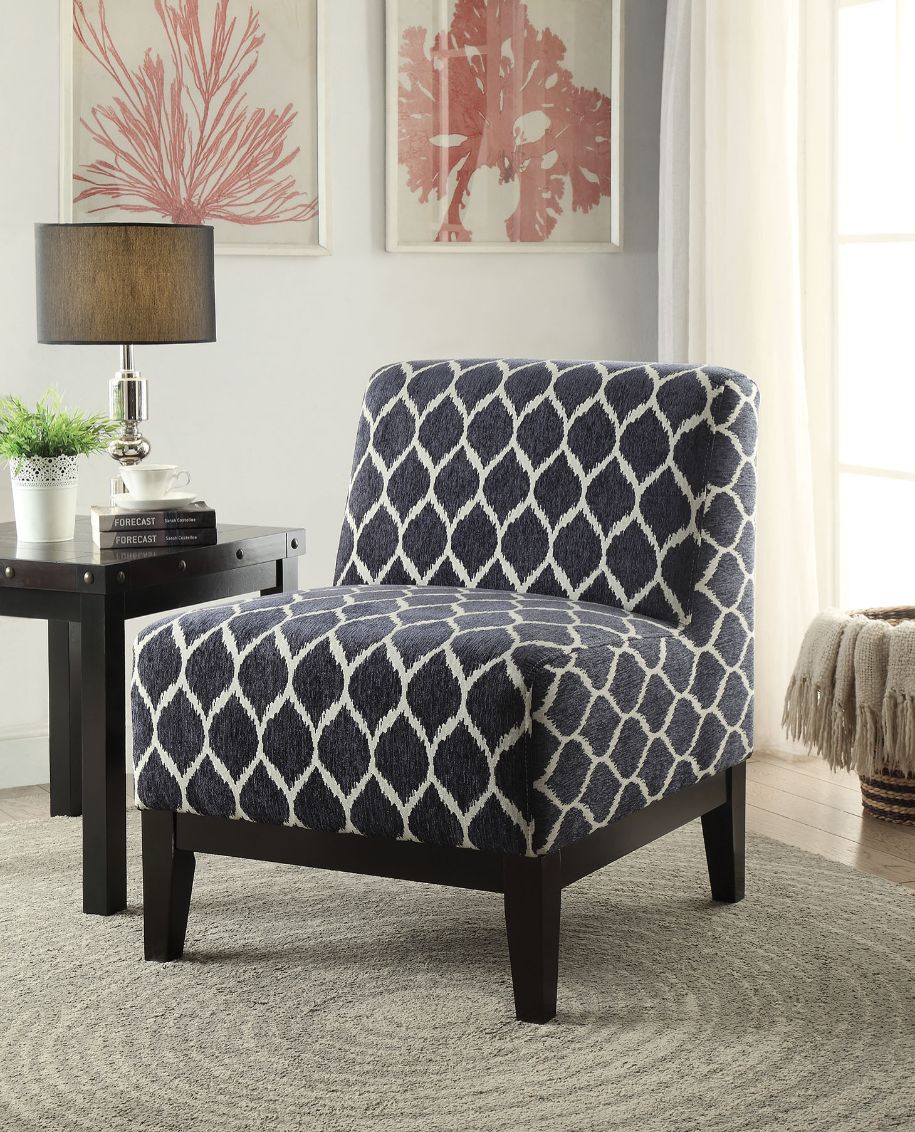 Hinte Accent Chair - Dark Blue Chenille