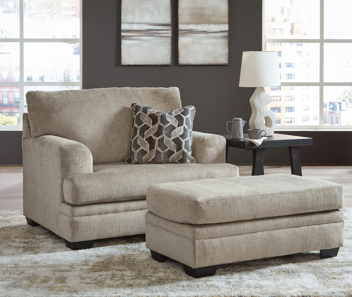 Stonemeade Sofa Chaise, Chair, and Ottoman