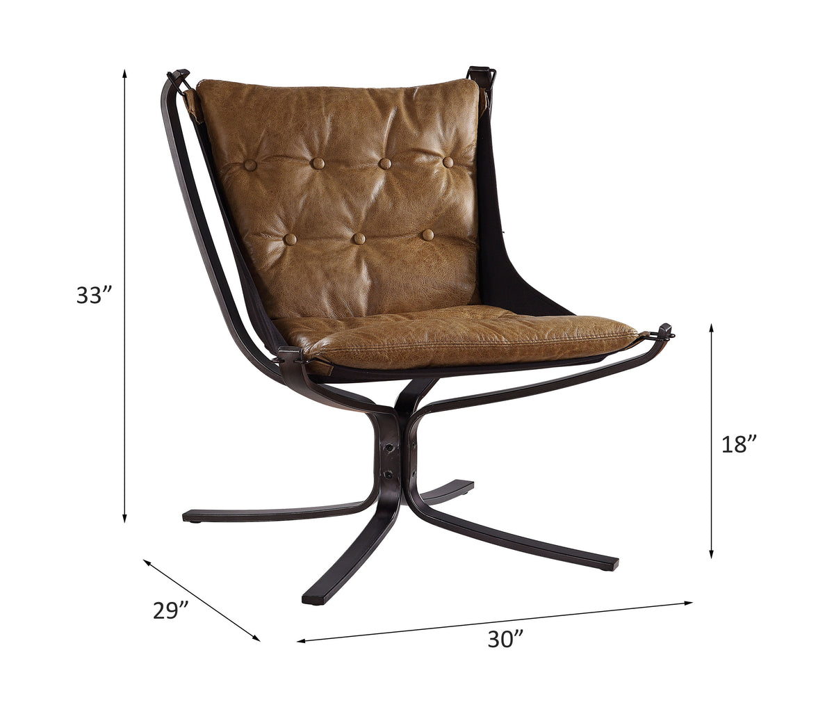 Silla decorativa Carney de cuero de grano superior