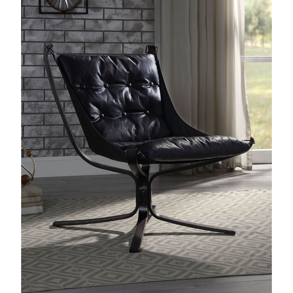 Silla decorativa Carney de cuero de grano superior