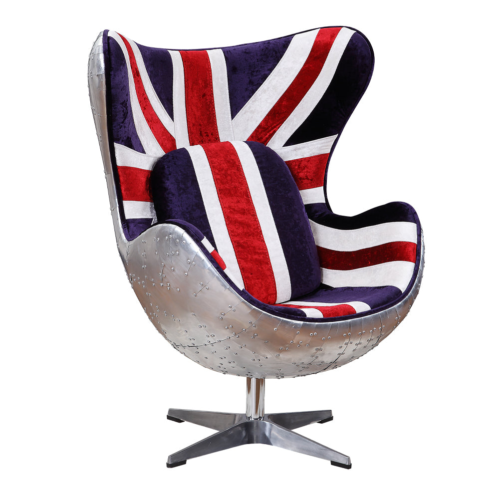 Silla decorativa Brancaster de 83 cm de ancho con asiento giratorio de cuero de grano superior