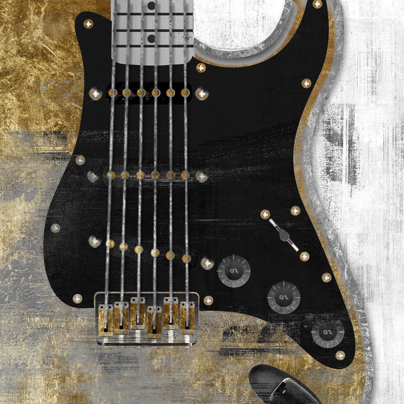 ''Gilded Resonance Electric Guitar'' Printed Wrapped Canvas