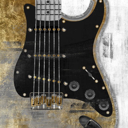 ''Gilded Resonance Electric Guitar'' Printed Wrapped Canvas
