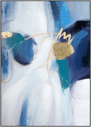 ''Blue Velvet Radiance Abstract'' Hand-painted Canvas in Frame