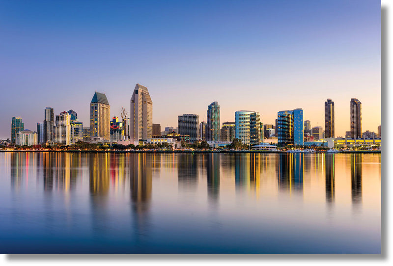 ''San Diego Skyline'' Tempered Glass