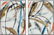 ''Modern Momentum Abstract Duo'' Hand-painted Canvas in Frame (set)