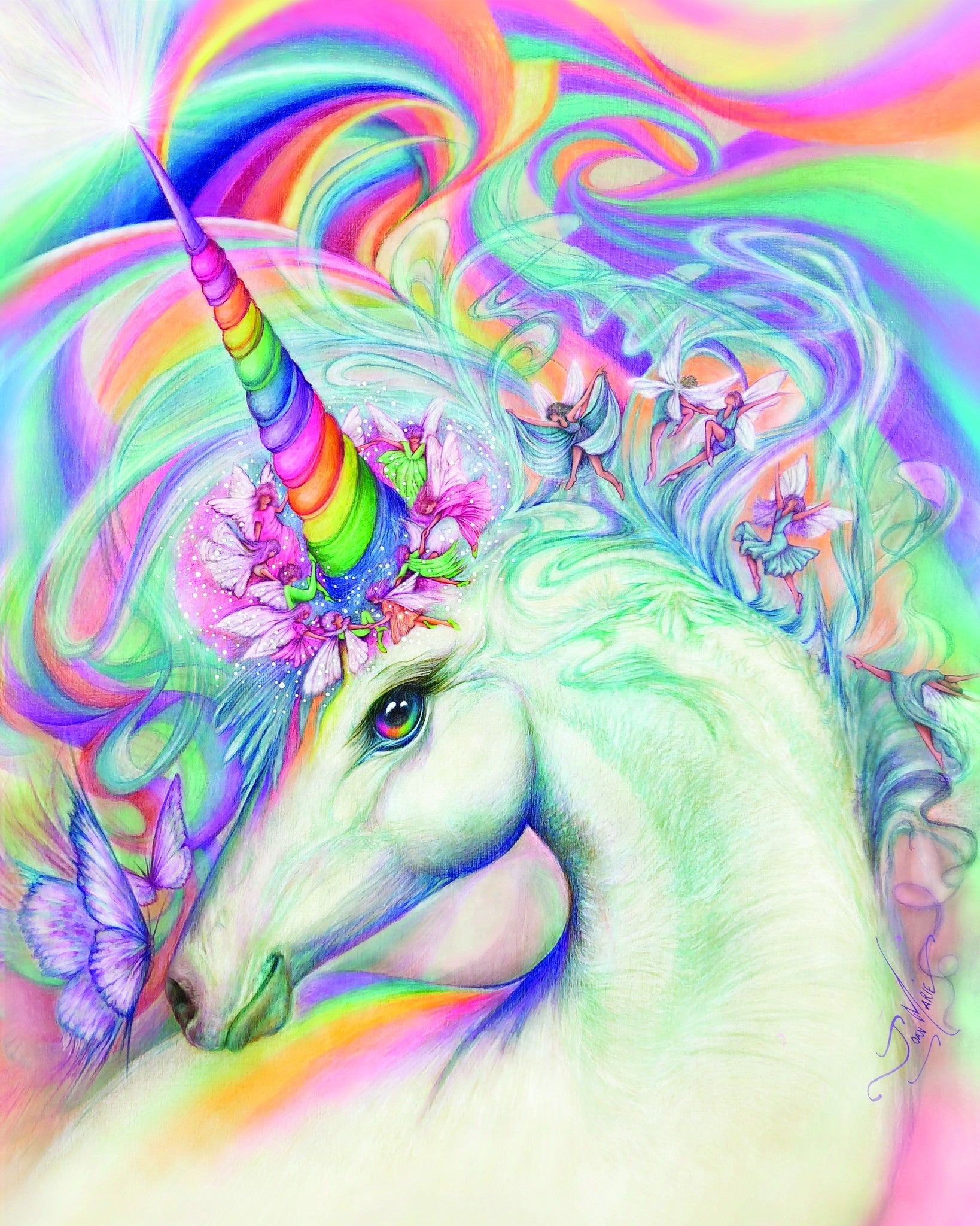 ''Enchanted Rainbow Unicorn Whimsy'' Printed Wrapped Canvas
