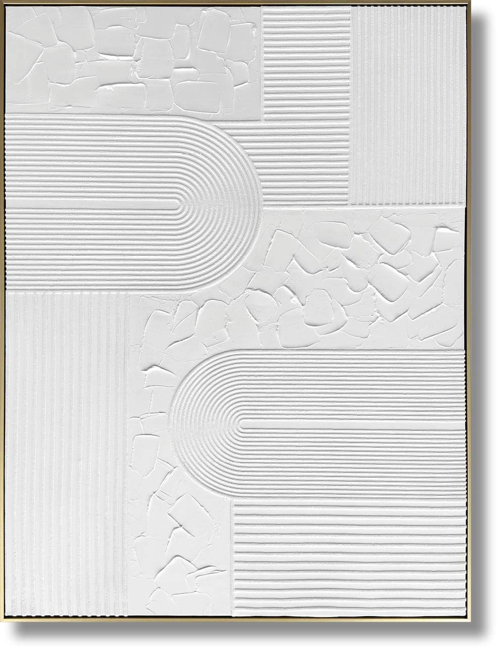 ''Opulent Minimalist White Texture'' Hand-painted Canvas in Frame