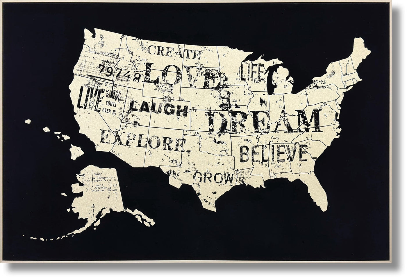 ''Inspiration Across America Map'' Suede Canvas w/ Metallic