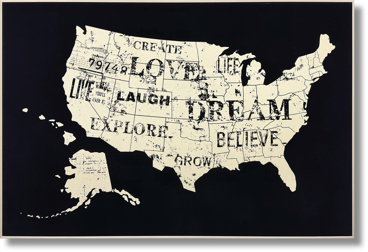 ''Inspiration Across America Map'' Suede Canvas w/ Metallic