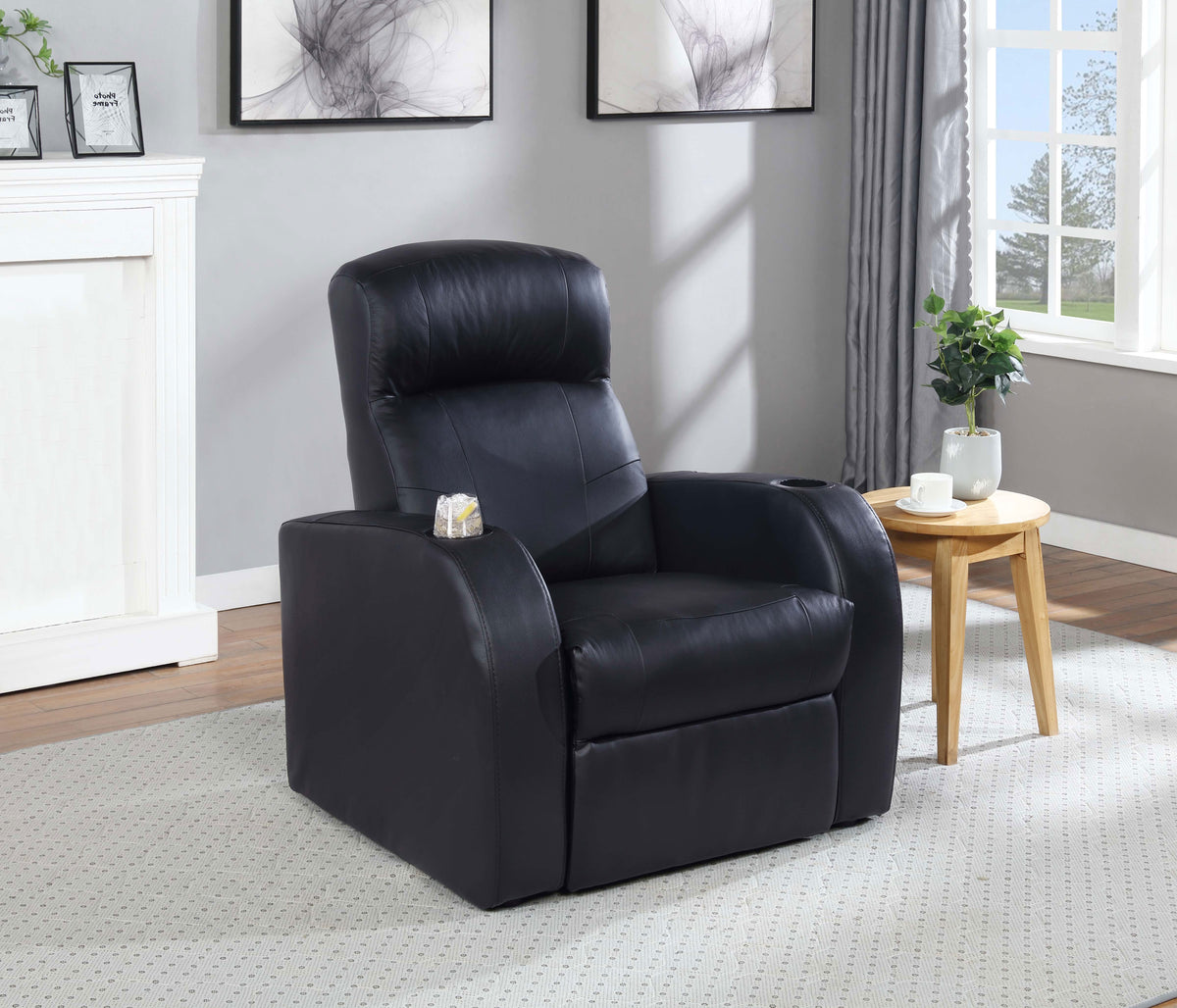Sillón reclinable Cyrus tapizado con brazo articulado, color negro