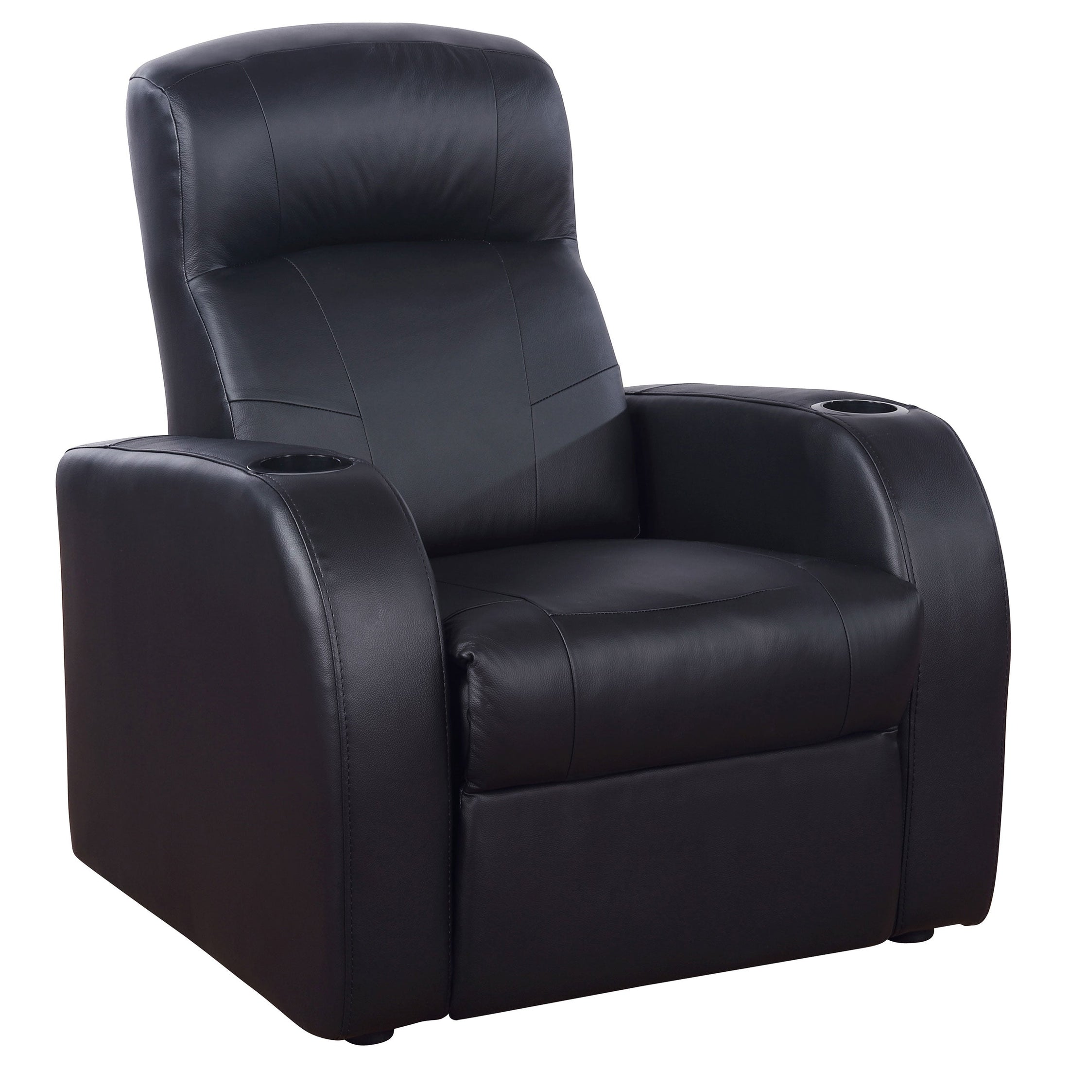 Sillón reclinable Cyrus tapizado con brazo articulado, color negro