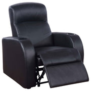 Sillón reclinable Cyrus tapizado con brazo articulado, color negro