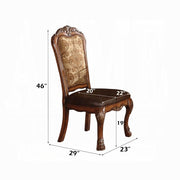Juego de 2 sillas auxiliares Dresden de 117 cm de alto, tapizadas, con asiento de cuero sintético vintage y respaldo de tela con motivos florales.