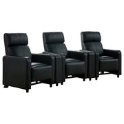 Juego de sala de estar reclinable con mechones tapizados Toohey en negro