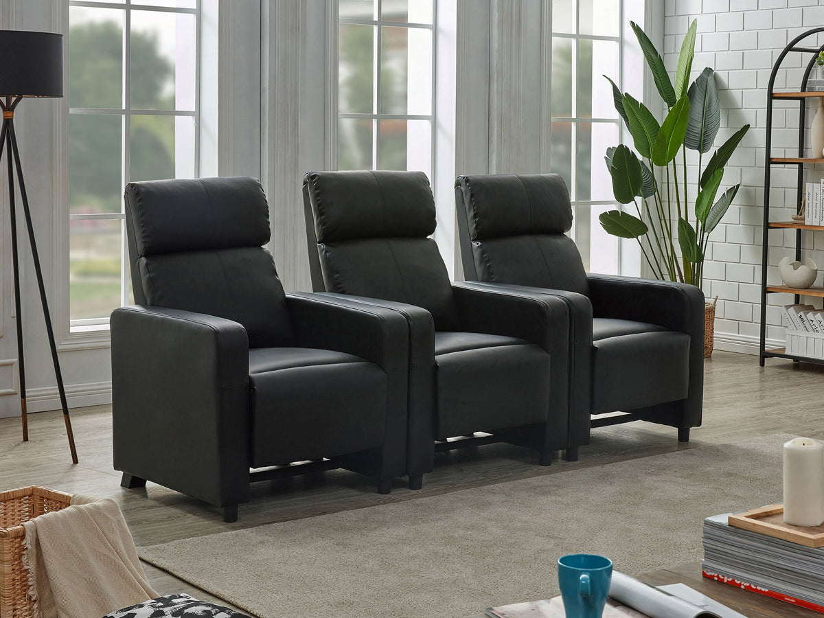 Juego de sala de estar reclinable con mechones tapizados Toohey en negro