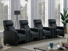 Juego de sala de estar reclinable con mechones tapizados Toohey en negro