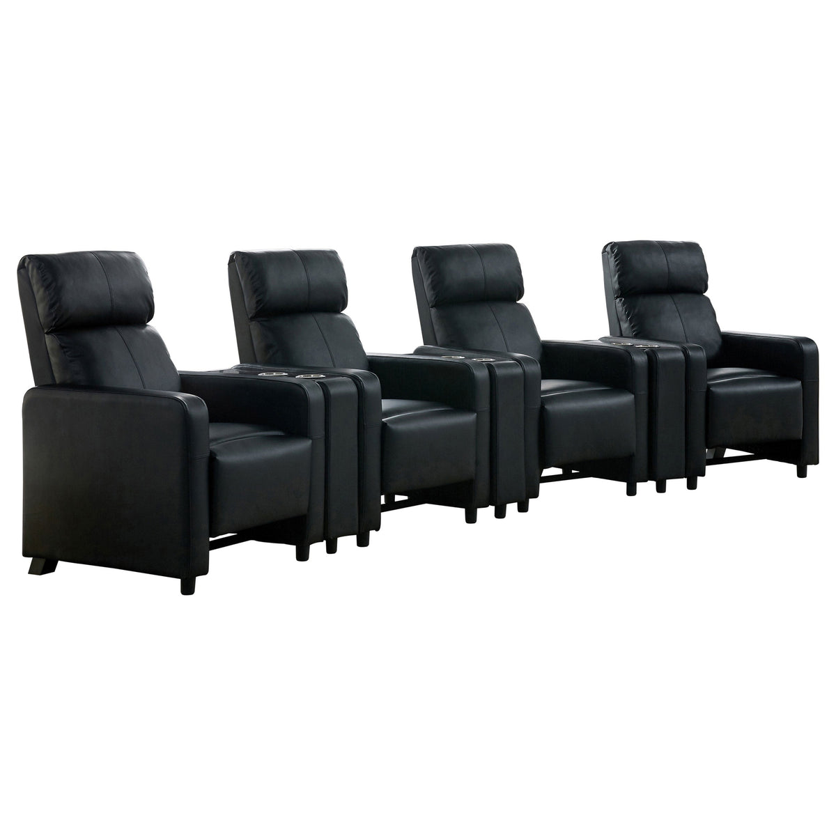 Juego de sala de estar reclinable con mechones tapizados Toohey en negro