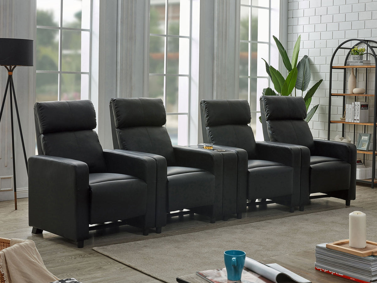 Juego de sala de estar reclinable con mechones tapizados Toohey en negro
