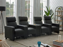Juego de sala de estar reclinable con mechones tapizados Toohey en negro