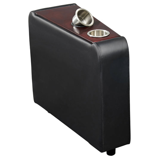 Consola de almacenamiento en cuña para cine en casa tapizada Toohey, color negro