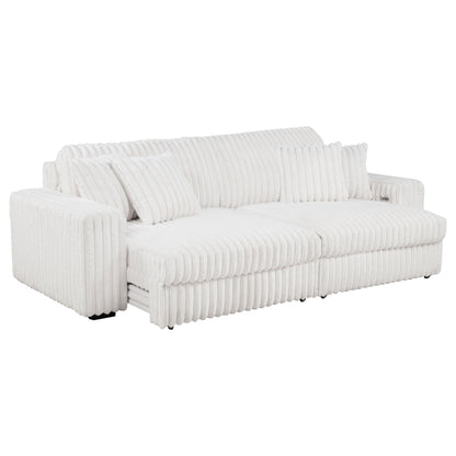 Jacana Corduroy Upholstered Dual Power Chaise Sofa Ivory
