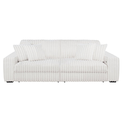 Jacana Corduroy Upholstered Dual Power Chaise Sofa Ivory