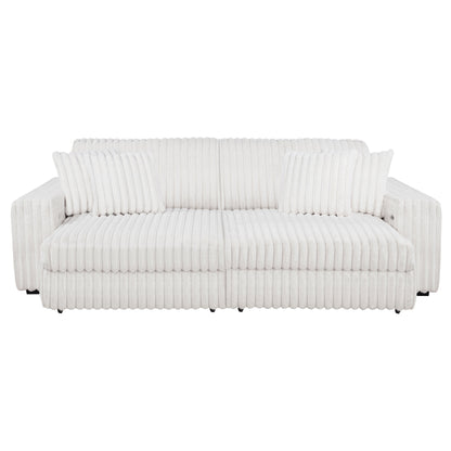 Jacana Corduroy Upholstered Dual Power Chaise Sofa Ivory
